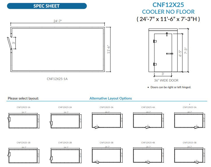 Astra CNF12X25-TM | 12 x 25 Walk-In Cooler Without Floor With Top-Mount Refrigeration