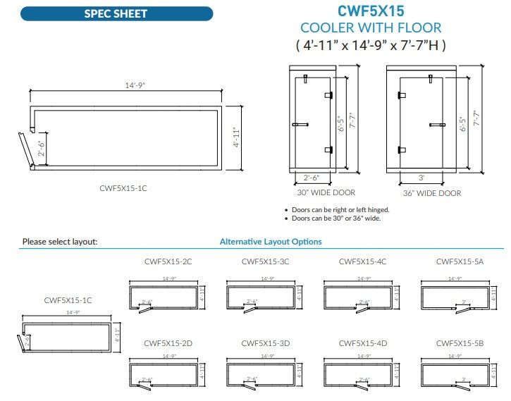 Astra CWF5X15-RM | 5 x 15 Walk-In Cooler with Floor and Remote Refrigeration
