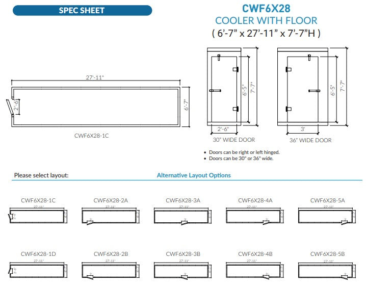 Astra CWF6X28-RM | 6 x 28 Walk-In Cooler with Floor and Remote Refrigeration