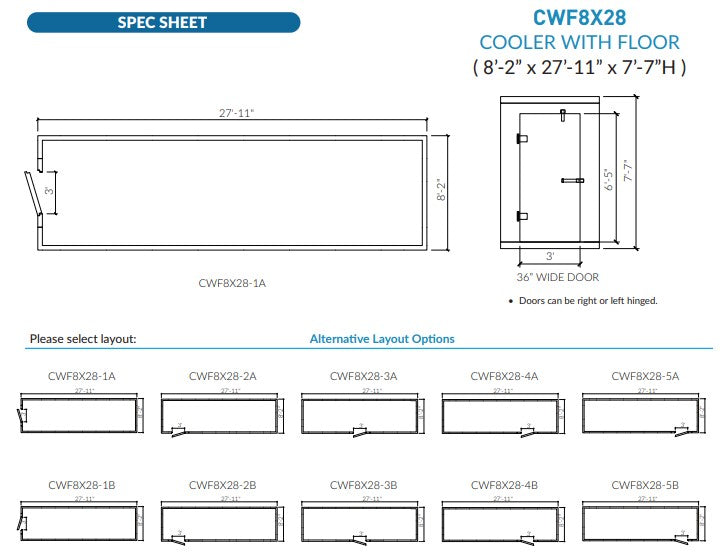 Astra CWF8X28-RM | 8 x 28 Walk-In Cooler with Floor and Remote Refrigeration