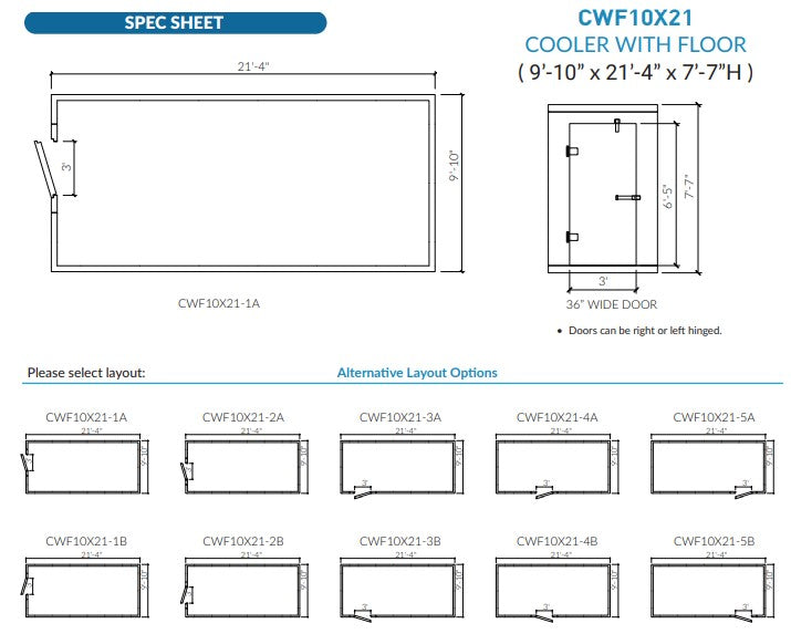 Astra CWF10X21-RM | 10 x 21 Walk-In Cooler with Floor and Remote Refrigeration