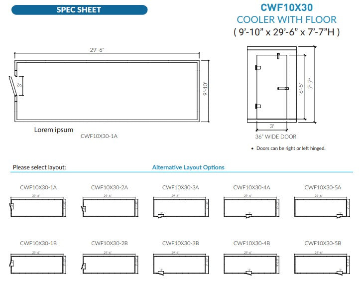 Astra CWF10X30-RM | 10 x 30 Walk-In Cooler with Floor and Remote Refrigeration