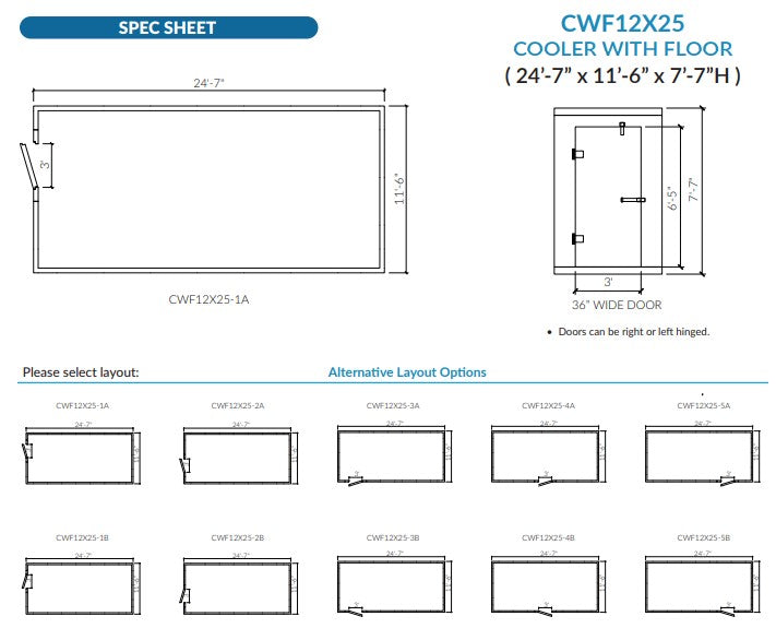 Astra CWF12X25-RM | 12 x 25 Walk-In Cooler with Floor and Remote Refrigeration