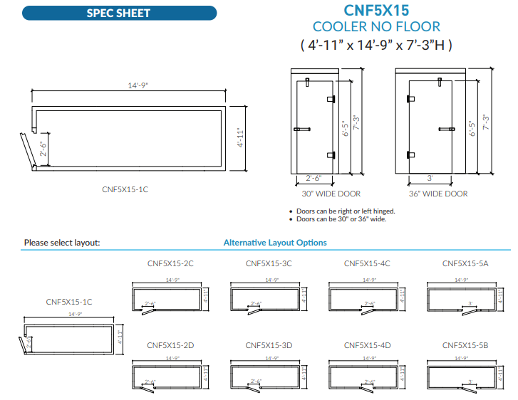 Astra CNF5X15-RM | 5 x 15 Walk-In Cooler Without Floor With Remote Refrigeration