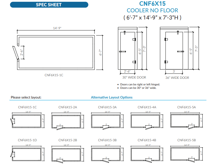 Astra CNF6X15-TM | 6 x 15 Walk-In Cooler Without Floor With Top-Mount Refrigeration
