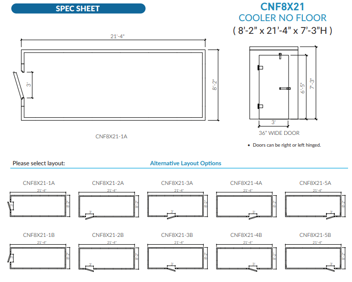 Astra CNF8X21-TM | 8 x 21 Walk-In Cooler Without Floor With Top-Mount Refrigeration