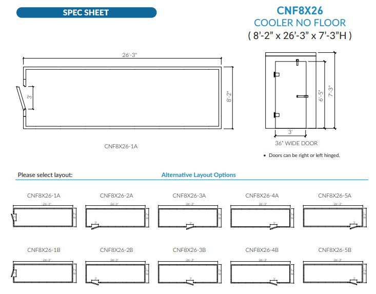 Astra CNF8X26-TM | 8 x 26 Walk-In Cooler Without Floor With Top-Mount Refrigeration