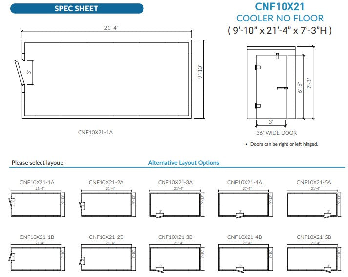 Astra CNF10X21-TM | 10 x 21 Walk-In Cooler Without Floor With Top-Mount Refrigeration