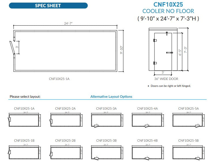 Astra CNF10X25-RM | 10 x 25 Walk-In Cooler Without Floor With Remote Refrigeration