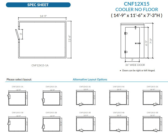 Astra CNF12X15-TM | 12 x 15 Walk-In Cooler Without Floor With Top-Mount Refrigeration