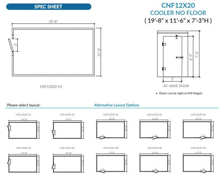 Astra CNF12X20-RM | 12 x 20 Walk-In Cooler Without Floor With Remote Refrigeration