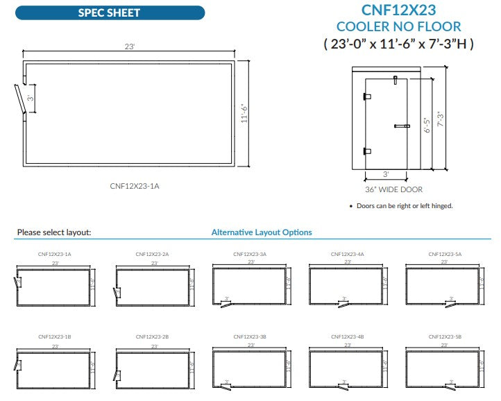 Astra CNF12X23-RM | 12 x 23 Walk-In Cooler Without Floor With Remote Refrigeration