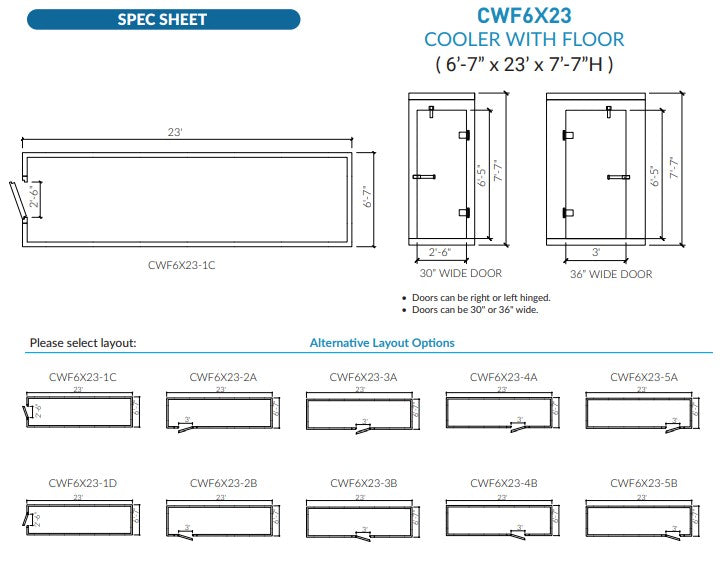 Astra CWF6X23-TM | 6 x 23 Walk-In Cooler With Floor With Top-Mount Refrigeration