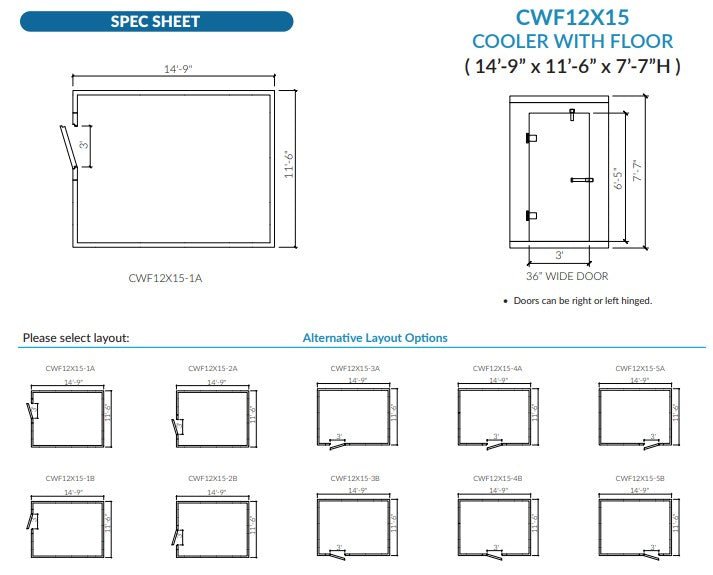 Astra CWF12X15-TM | 12 x 15 Walk-In Cooler With Floor With Top-Mount Refrigeration
