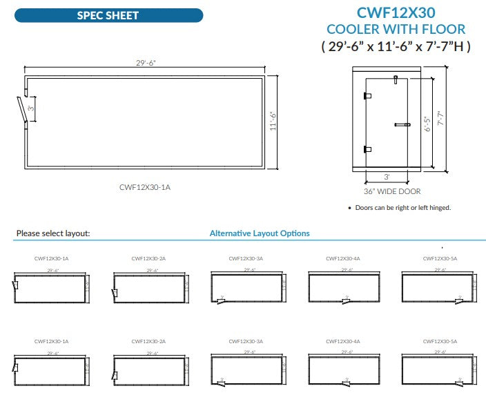 Astra CWF12X30-TM | 12 x 30 Walk-In Cooler With Floor With Top-Mount Refrigeration