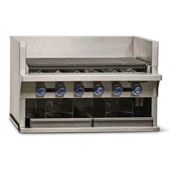 Imperial IABA-36-LP 36" 6 Burner Stainless Steel Countertop Smoke Broiler - Liquid Propane Gas